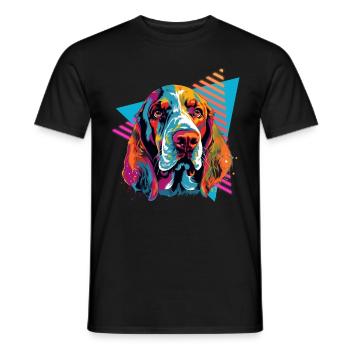 Basset Hound 80s Style - Men's T-Shirt - black - Front - AI Model Male 178 light (178cm)