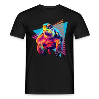 Sea turtle 80s style - Men's T-Shirt - black - Front - AI Model Male 178 light (178cm)