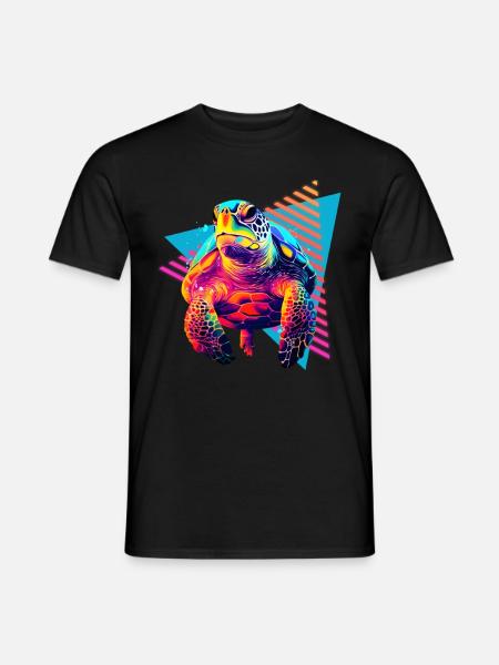 Sea turtle 80s style - Men's T-Shirt - black