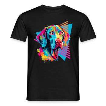 Weimaraner 80s style - Men's T-Shirt - black - Front - AI Model Male 178 light (178cm)