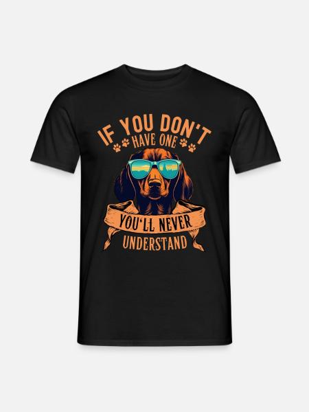 Gravhund med solbriller - Mænd T-shirt - sort