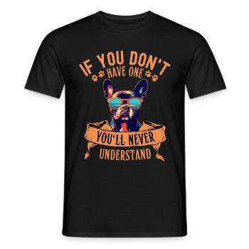 Bouledogue français avec lunettes de soleil - T-shirt homme - noir - Devant - AI Model Male 178 light (178cm)