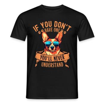 Corgi with sunglasses - Men's T-Shirt - black - Front - AI Model Male 178 light (178cm)