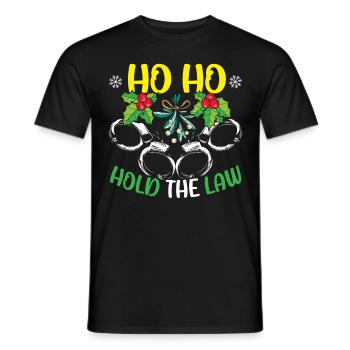 Ho Ho Keep the Law Santa Police Christmas - Men's T-Shirt - black - Front - AI Model Male 178 light (178cm)