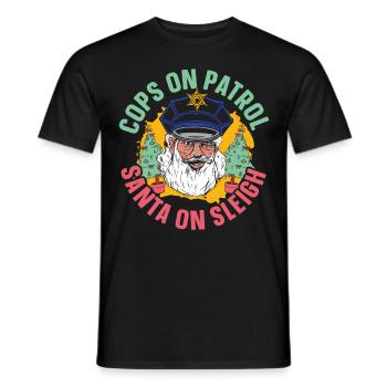 Policemen on patrol Santa Claus on Schli - Men's T-Shirt - black - Front - AI Model Male 178 light (178cm)