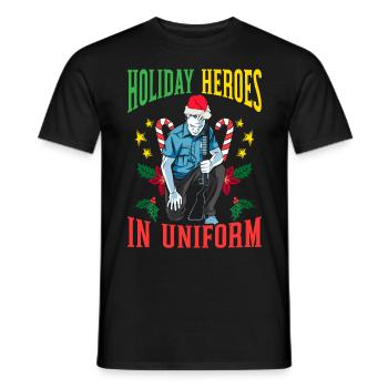 Héros des Fêtes en uniforme Police du Père Noël - T-shirt homme - noir - Devant - AI Model Male 178 light (178cm)