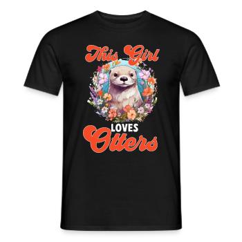 Otter Animal Kids & Adult - This Girl loves Otters - Men's T-Shirt - black - Front - AI Model Male 178 light (178cm)