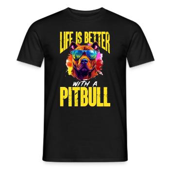Pitbull Pittie - Life Is Better With A Pitbull - Men's T-Shirt - black - Front - AI Model Male 178 light (178cm)