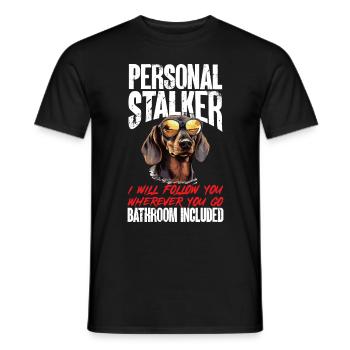 Dachshund wiener sausage dog Personal stalker - Men's T-Shirt - black - Front - AI Model Male 178 light (178cm)