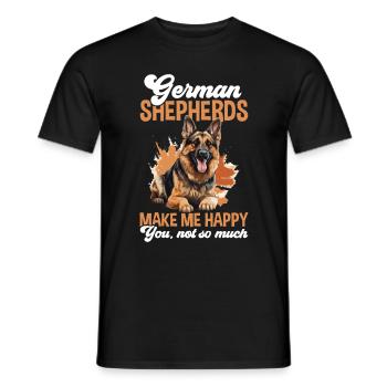 Dog Breed German Shepherds make me happy - Men's T-Shirt - black - Front - AI Model Male 178 light (178cm)
