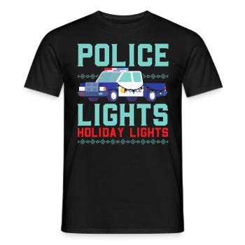 Police Lumières Joies Festives Police Noël - T-shirt homme - noir - Devant - AI Model Male 178 light (178cm)