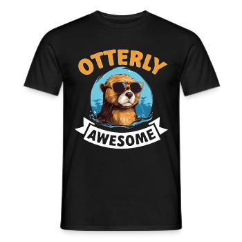 Otter Animal Kids & Adult - Otterly Awesome - Männer T-Shirt - Schwarz - Vorne - AI Model Male 178 light (178cm)
