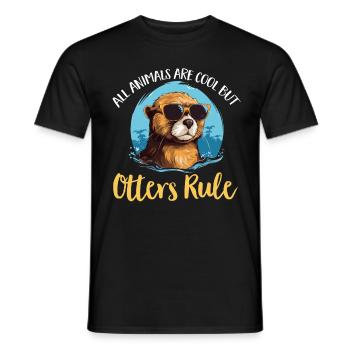 Otter Animal Kids & Adult - Tous les animaux sont cool - T-shirt homme - noir - Devant - AI Model Male 178 light (178cm)