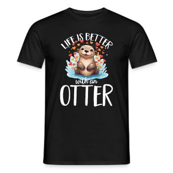Otter Animal - Life Is Better With An Otter - Men's T-Shirt - black - Front - AI Model Male 178 light (178cm)
