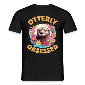 Otter Animal Kids & Adult - Otterly obsessed - Männer T-Shirt - Schwarz - Vorne - AI Model Male 178 light (178cm)