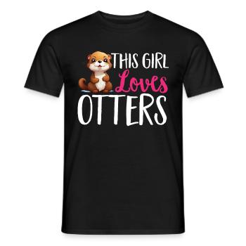 Loutre Animal Enfants & Adultes - Cette fille aime les loutres - T-shirt homme - noir - Devant - AI Model Male 178 light (178cm)