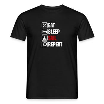 Essen schlafen Segeln wiederholen - Männer T-Shirt - Schwarz - Vorne - AI Model Male 178 light (178cm)