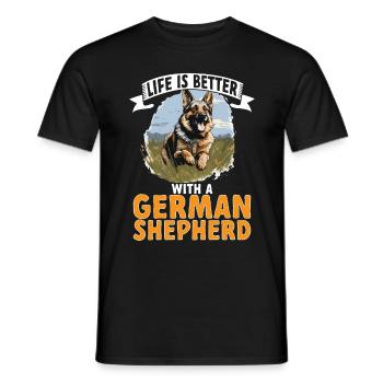 Dog Breed Life Is Better With A German Shepherd - Men's T-Shirt - black - Front - AI Model Male 178 light (178cm)