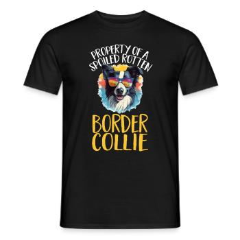 Chien Border Collie - Propriété d’un Collie gâté - T-shirt homme - noir - Devant - AI Model Male 178 light (178cm)