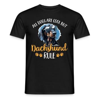 wiener sausage dog Dachshunds Rule - Men's T-Shirt - black - Front - AI Model Male 178 light (178cm)