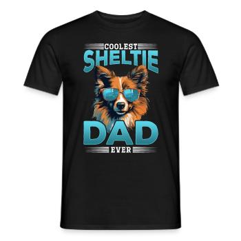 Shetland Chien de berger chien Sheltie Sheltie le plus cool papa - T-shirt homme - noir - Devant - AI Model Male 178 light (178cm)