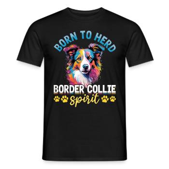 Chien Border Collie Né pour troupeau Border Collie - T-shirt homme - noir - Devant - AI Model Male 178 light (178cm)