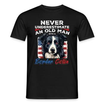 Border Collie Dog - Never Underestimate - Männer T-Shirt - Schwarz - Vorne - AI Model Male 178 light (178cm)