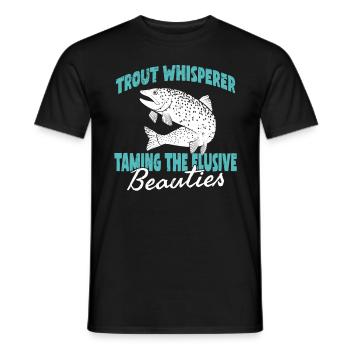 Pêche, Truite, Saumon, Pêcheur, Pêcheur, Perche - T-shirt homme - noir - Devant - AI Model Male 178 light (178cm)