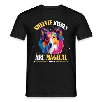 Shetland Sheepdog Dog Sheltie - Sheltie kisses - Men's T-Shirt - black - Front - AI Model Male 178 light (178cm)