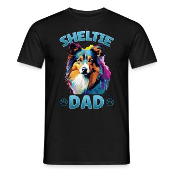 Shetland Sheepdog Dog Sheltie - Sheltie Dad - Men's T-Shirt - black - Front - AI Model Male 178 light (178cm)
