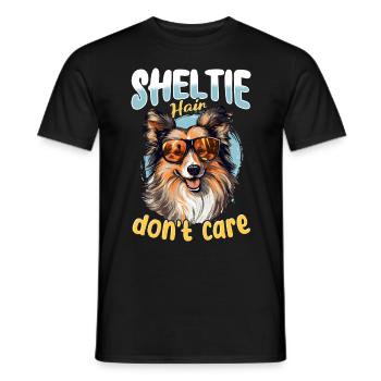 Shetland Sheepdog Dog - Sheltie hair, don't care - Männer T-Shirt - Schwarz - Vorne - AI Model Male 178 light (178cm)