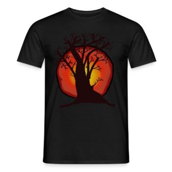 Arbre, Soleil, Coucher De Soleil, Rayons De Soleil, Forêt - T-shirt homme - noir - Devant - AI Model Male 178 light (178cm)