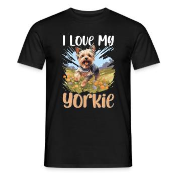 Yorkshire Terrier chien Yorkie - J’aime mon Yorkie - T-shirt homme - noir - Devant - AI Model Male 178 light (178cm)