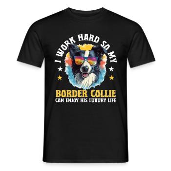 Chien Border Collie Je travaille dur pour que mon Border Collie - T-shirt homme - noir - Devant - AI Model Male 178 light (178cm)