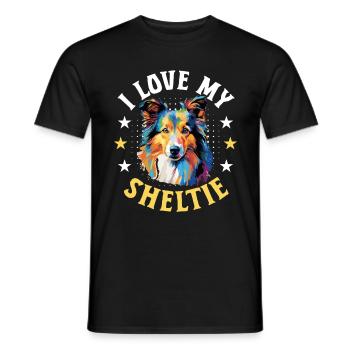 Shetland Sheepdog Dog Sheltie - I love my Sheltie - Men's T-Shirt - black - Front - AI Model Male 178 light (178cm)