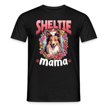 Shetland Sheepdog Dog Sheltie - Sheltie Mama - Men's T-Shirt - black - Front - AI Model Male 178 light (178cm)