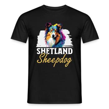 Shetland Sheepdog Dog Sheltie - shetland sheepdog - Men's T-Shirt - black - Front - AI Model Male 178 light (178cm)