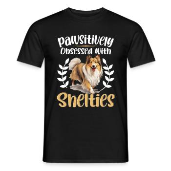 Chien de berger Shetland Chien Sheltie - Pawsitively - T-shirt homme - noir - Devant - AI Model Male 178 light (178cm)