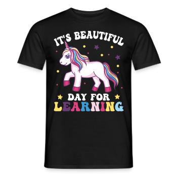 Schöner Tag, Um Einhornlehrer -Schüler Zu Lernen - Männer T-Shirt - Schwarz - Vorne - AI Model Male 178 light (178cm)