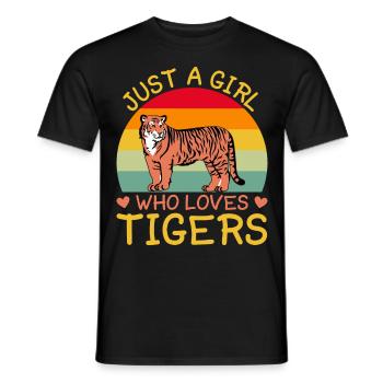 Girl Who Loves Tiger Tiger Animal Lover - Men's T-Shirt - black - Front - AI Model Male 178 light (178cm)