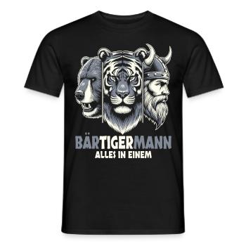 Bärtigermann Bär Tiger Mann Geschenk Bart - Männer T-Shirt - Schwarz - Vorne - AI Model Male 178 light (178cm)