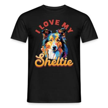 Shetland Sheepdog Dog Sheltie - I love my Sheltie - Men's T-Shirt - black - Front - AI Model Male 178 light (178cm)