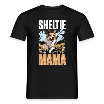 Shetland Sheepdog Dog Sheltie - Sheltie Mama - Men's T-Shirt - black - Front - AI Model Male 178 light (178cm)