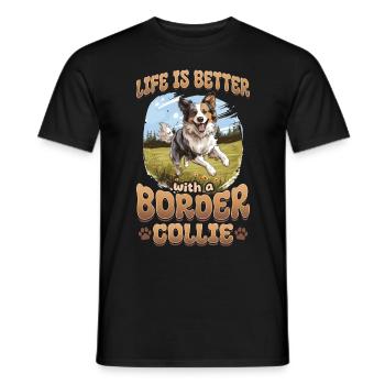 Border Collie Dog - La vie est meilleure avec un - T-shirt homme - noir - Devant - AI Model Male 178 light (178cm)