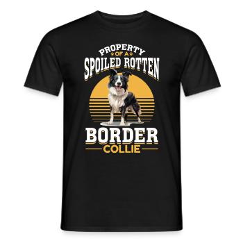 Border Collie Dog Property of a spoiled rotten - Men's T-Shirt - black - Front - AI Model Male 178 light (178cm)