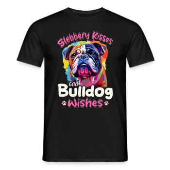 Bouledogue anglais britannique - baisers baveux - T-shirt homme - noir - Devant - AI Model Male 178 light (178cm)