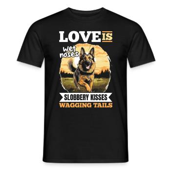 German Shepherd Dog Breed Love is wet noses - Men's T-Shirt - black - Front - AI Model Male 178 light (178cm)
