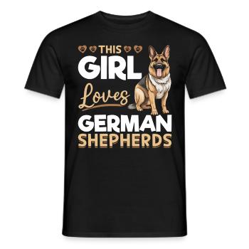 Dog Breed Pet This Girl loves German Shepherds - Männer T-Shirt - Schwarz - Vorne - AI Model Male 178 light (178cm)