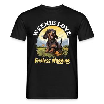 Dachshund wiener sausage dog Weenie love endless - Männer T-Shirt - Schwarz - Vorne - AI Model Male 178 light (178cm)