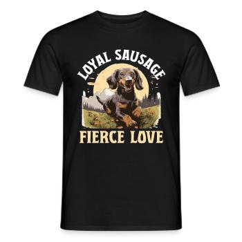 Dachshund wiener sausage dog Loyal sausage - Men's T-Shirt - black - Front - AI Model Male 178 light (178cm)